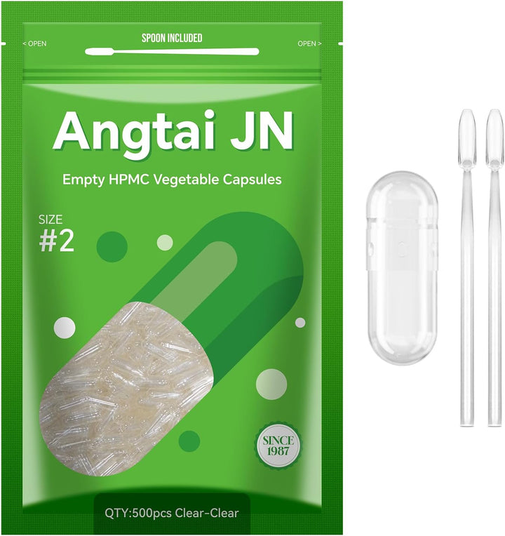 Empty Capsules, jn 100 Count Clear Vegetarian Capsules, Size 2 DIY Pill Capsules Filling Empty Caps with Micro Lab Spoon, Kosher, ISO9001, Gluten Free, Halal Certified, Non-Gmo Certified