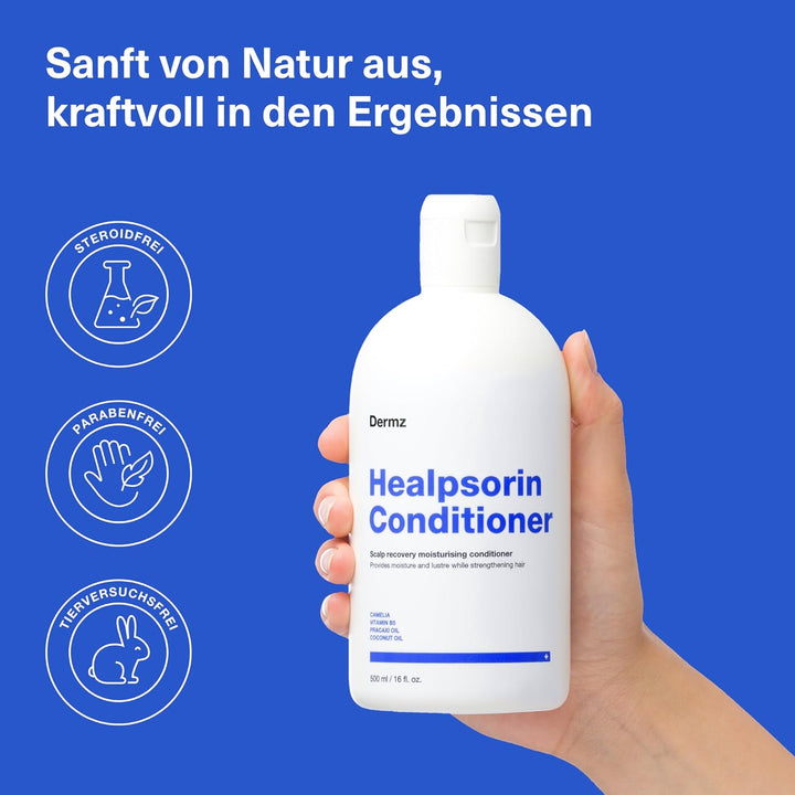Healpsorin Psoriasis Scalp Treatment Conditioner - Helps Relieve Dandruff, Seborrheic Dermatitis & Psoriasis Symptoms for Shiny, Flake-Free Hair. 500Ml