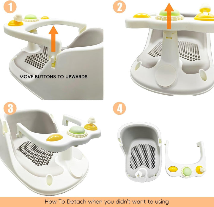 Baby Bath Seat 6 Months + Toddler Bath Seat with Toys, Water Jug & 360° Bath Seat Support | Non-Slip Baby Bathtub Seat