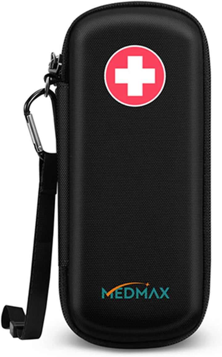 Epipen Medical Carrying Case, Hard Shell EVA Shock Absorption Travel Medication Organizer Bag Emergency Medical Pouch Holds 2 Epipens, Asthma Inhaler, Auvi-Q, Allergy Supplies, (*Red)