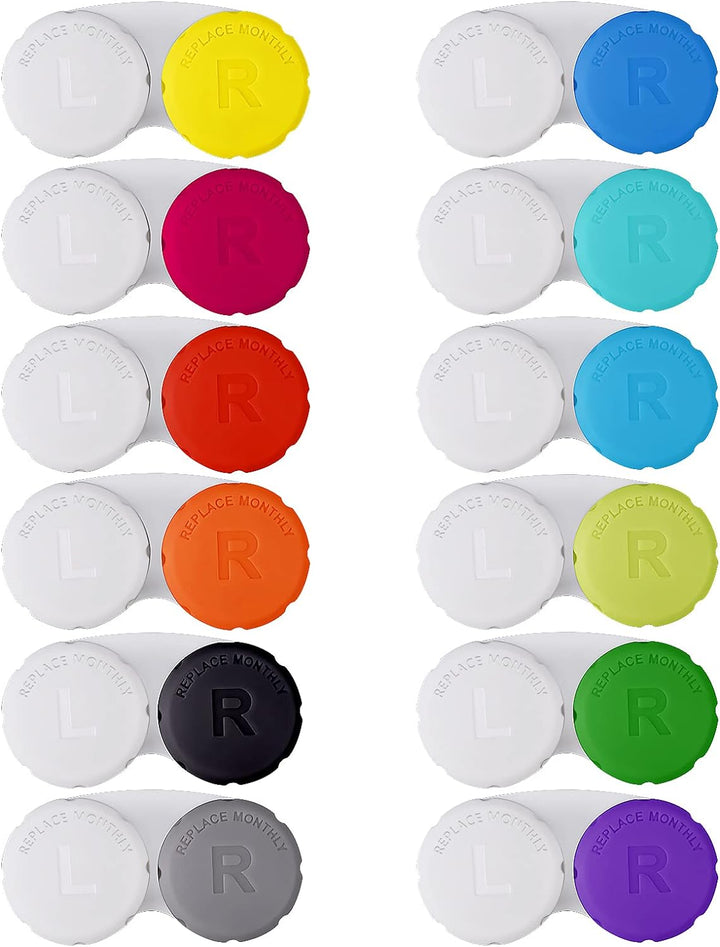 12PCS Colorful Contact Lens Case, Immersion Kit, Leak-Proof Packaging, Suitable for Outdoor Mini Case Screw Top