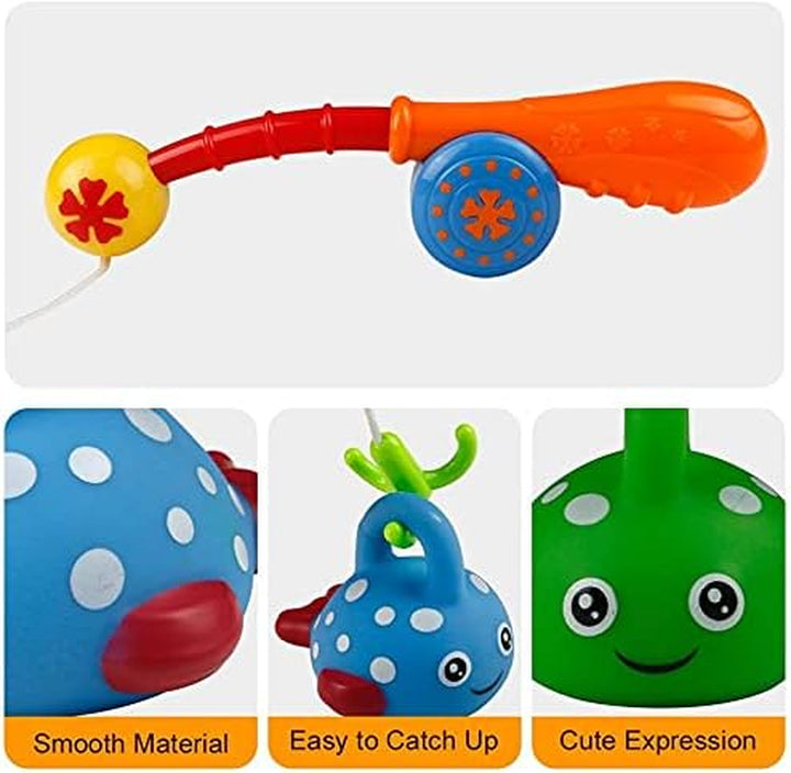 Baby Bath Toys Fishing Game for 2 3 4 Year Olds Toddler Kids Paddling Pool Toys with 2 Toy Fishing Rod 6 Fishing Toys,Baby Shower Bath Toys Water Play Game for Kids