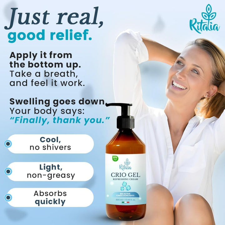 ® 500Ml COOLING LEG CREAM | DRAINING & REVITALIZING GEL for VARICOSE VEINS & SWOLLEN LEGS | BIO CRYOGEL for CIRCULATION, FIRMING & TONING
