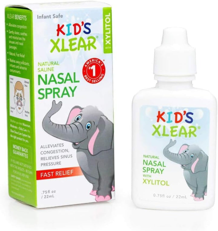 Natural Xylitol Saline Nasal Spray for Kids - Daily Decongestant, Nose Moisturizer, 0.75 Fl Oz (Pack of 1)