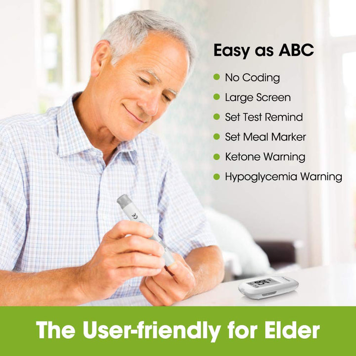 Vivachek Diabetes Test Kit, 𝐍𝐒𝐇-𝐀𝐩𝐩𝐫𝐨𝐯𝐞𝐝 Blood Sugar Monitor with Ketone and Hypo Warning, 900 Memory, Blood Glucose Monitor with Test Strips X 50 and Lancet X 50 -In Mmol/L