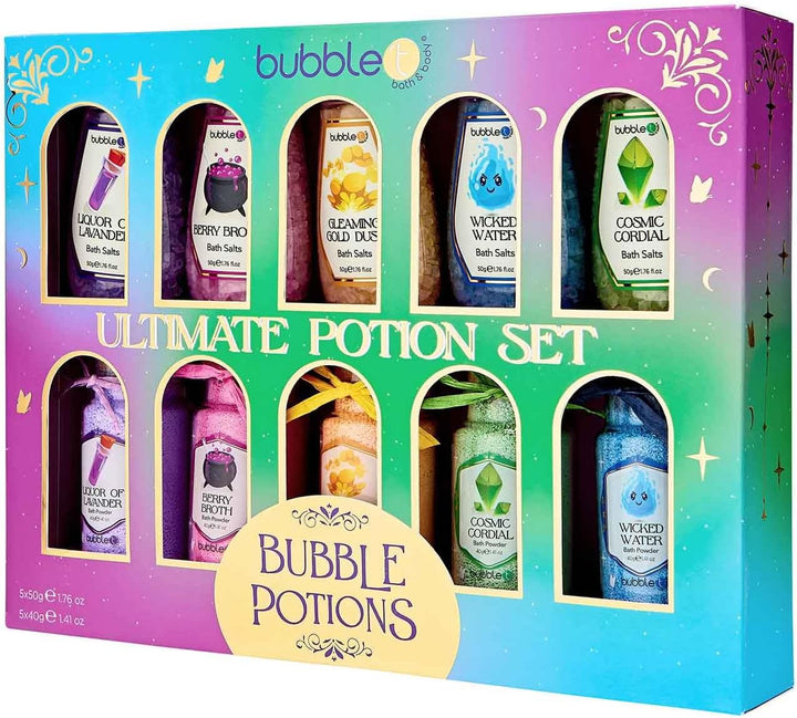 Bath Potions Laboratory Gift Set | 10-Piece Vegan & Cruelty-Free Bath Salts Box – Fantasy Scented Vials – Perfect Self‑Care & Gift for Bath Lovers, Kids & Teens
