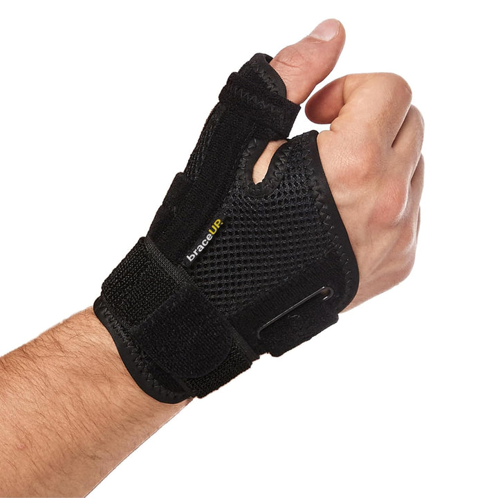 Thumb Support Brace - Splint for Spica and Hand Support, for Arthritis, Tendonitis, Carpal Tunnel Pain Relief and Thumb Sprain (Black)