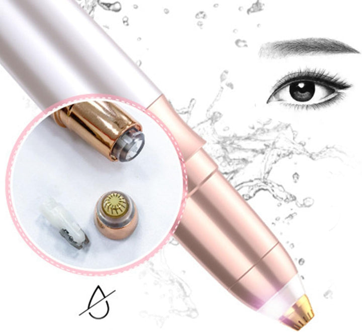 Electric Eyebrow Trimmer, Rechargeable Stainless Steel Automatic Eyebrow Groomer for Women Lady Girl (Gold)