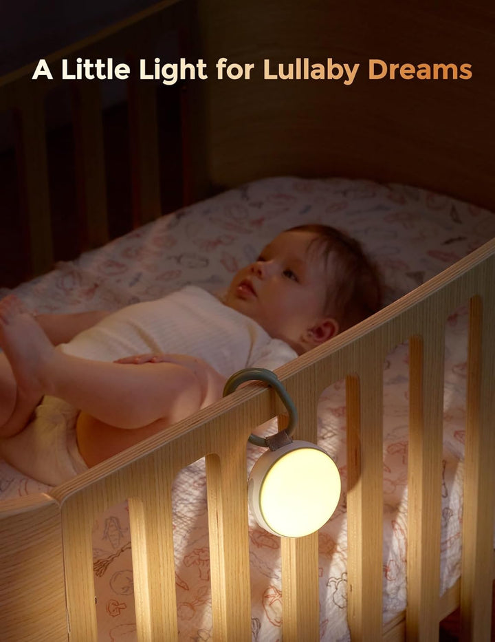 Portable Sound Machine with Night Light, White Noise Sound Machine for Baby, 20 Soothing Sounds, Sound Therapy, Long-Lasting Power, Timer, Clips on Stroller, Baby Shower Gifts