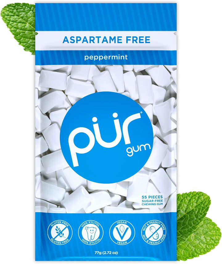 | Sugar Free Chewing Gum | Made with Xylitol | Vegan, Aspartame Free, Gluten Free & Keto Friendly | Natural Spearmint Flavoured Gum, 55 Pieces (Pack of 1)