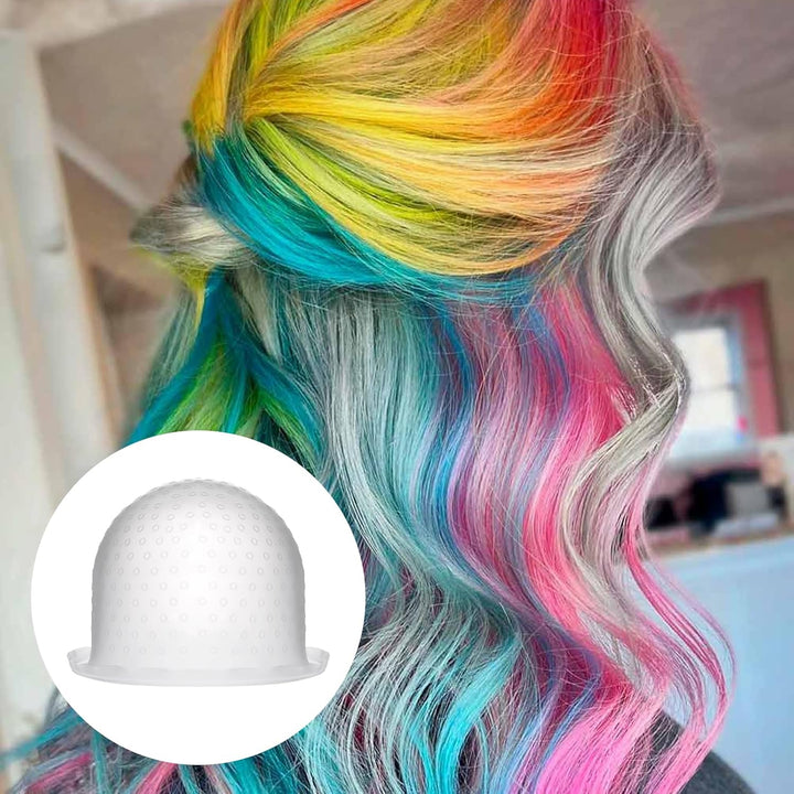 Punched Silicone Highlight Hair Cap with Needle, Professional Reusable Highlighting Poked Hole Caps with Hooks for Color Hair Salon Hairdressing Dyeing Staining Tools for Women Men