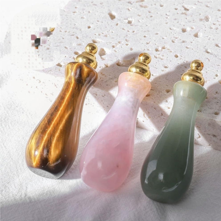 Crystal Semi-Precious Stone Perfume Bottle - Essential Oil Aromatherapy Pendant Accessory