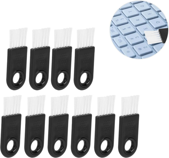 10Pcs Electric Shaver Cleaning Brush, Razor Cleaner Set, Nylon Bristle Brush for All Models, Black Handle with White Nylon Hair