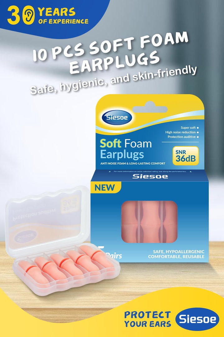 2025 Pro Version Ear Plugs for Sleep, Thermal-Adaptive Memory Foam for Travel, Work, Side Sleepers & Noise Relief (5 Pairs with Case) (Pink, Media)