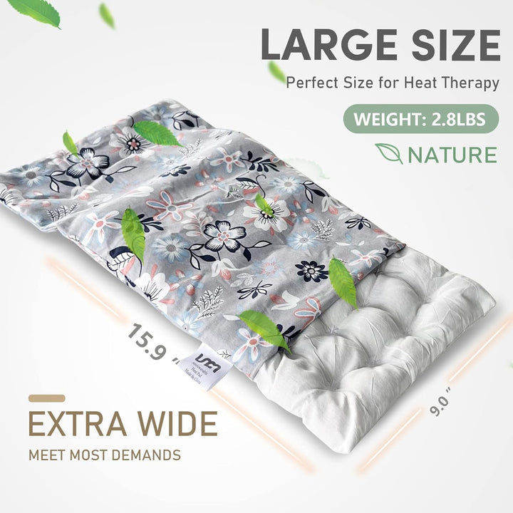 Microwave Heat Pad with Washable Cover 9 * 15" | Wheat Bags Microwavable for Neck Shoulder, Cordless Warm Compress Weighted Moist Heat Pad