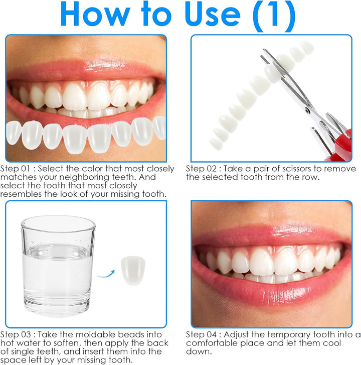 Tooth Repair Kit Broken Teeth False Moldable Filling Permanent Denture Replacement Missing Cavity Filler Instant Smile Temporary Temp Chipped Care Shades Covers Diy Beads Hole Flipper Wax Plastic Gap