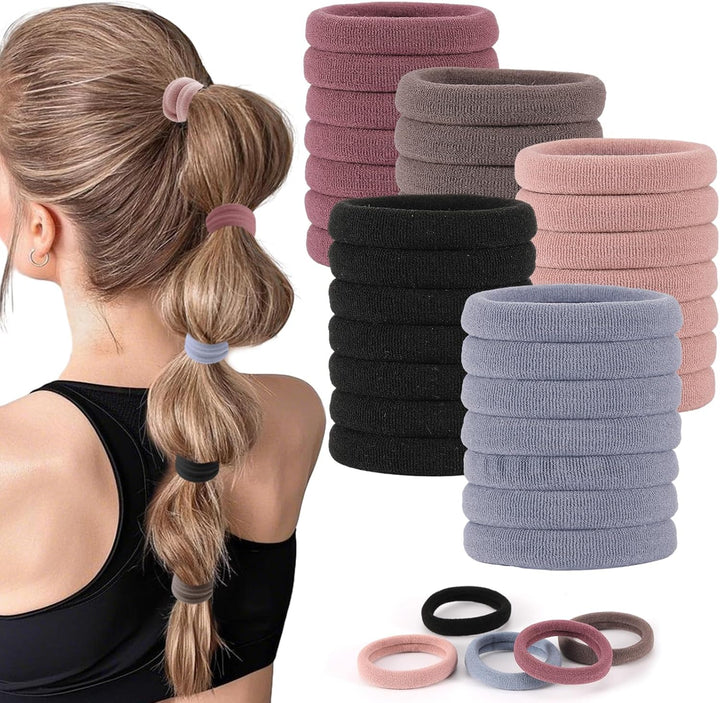 35PCS Hair Ties for Women, Smooth and Thick Black Hair Bands, Durable Elastic Hair Ties for Secure Ponytail Holding (Black)