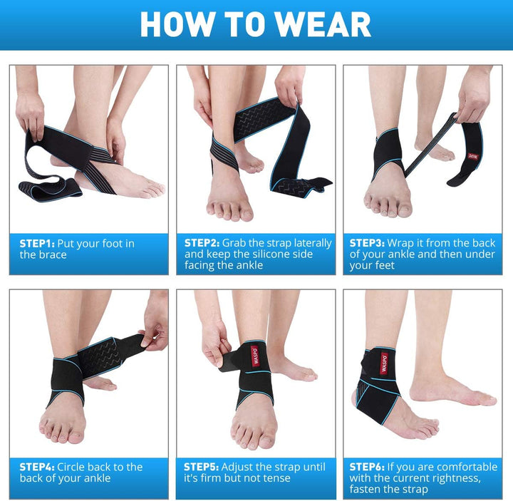 Ankle Support Brace - Adjustable Ankle Brace Wrap Strap for Sports Protect, Plantar Fasciitis, Achilles Tendonitis, Ligament Damage, Injury Recovery, One Size for Men Women 1 PC Blue