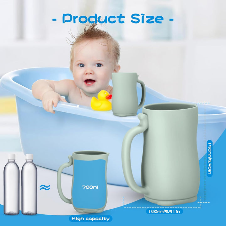 Silicone Bath Jug for Baby Washing - 700ML Rinse Cup with Easy-Grip Handle, Soft Rim Shampoo Rinser, Baby Bath Rinse Cup
