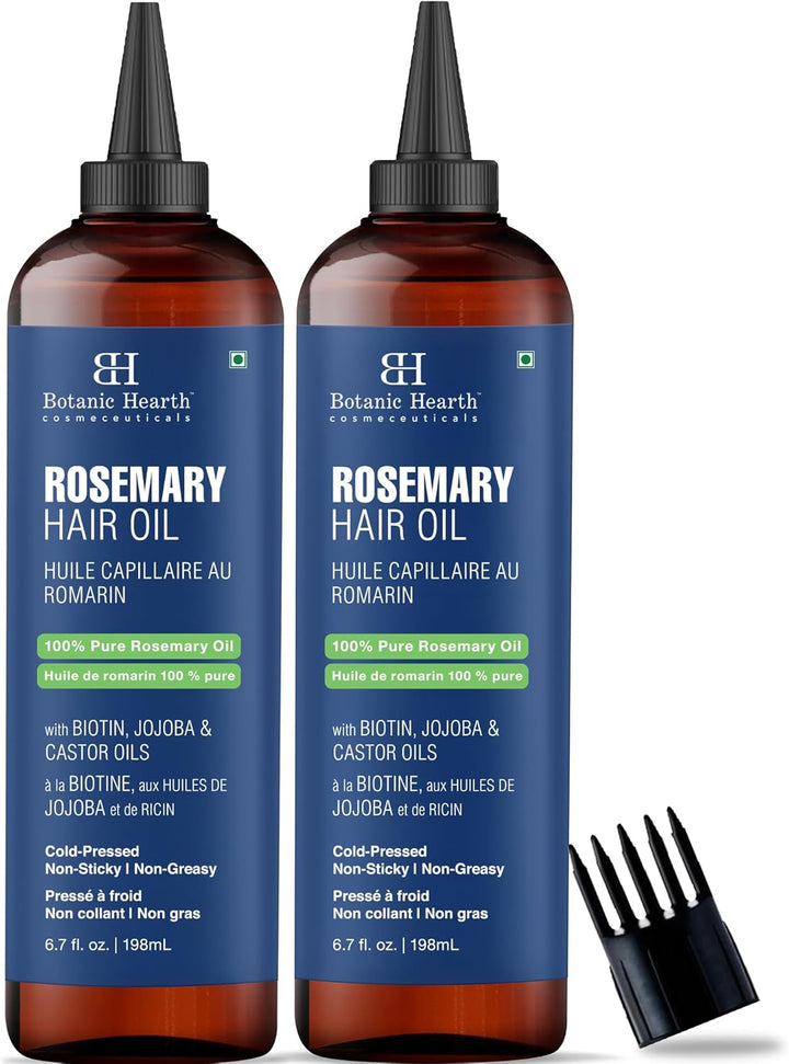 100% Pure Rosemary Oil for Hair Growth Infused with Biotin | Hair Strenghtening Treatment | Nourishing & Volumizing | with Jojoba Oil & Castor Oil | Non GMO Verified | 6.7 Fl Oz
