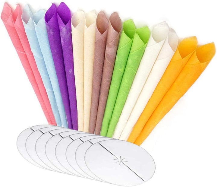 Organic Hopi Ear Candles for Blocked Ears - All Natural Ear Wax Remover  100% Natural Beeswax Candle - 16Pcs (8 Pairs) with 8 Protective Disc Cones for Safe & Effective Ear Candling