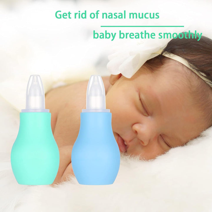 2 Packs Baby Nasal Aspirator, Baby Nose Sucker Nose Cleaner Babys Nasal Cleaner Mucus Removal for Newborns(Blue+Green)