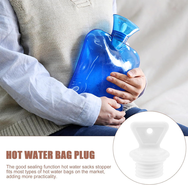 2Pcs Hot Water Bottle Cap, Leakproof Rubber Bottle Plug, Hot Water Bag Cover, Stopper for Water Sack, White