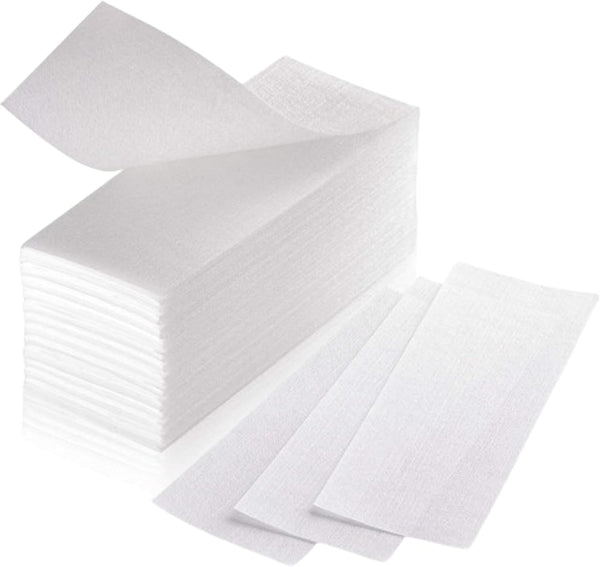 Fleece Strips for Warm Wax and Sugar Paste [Pack of 150] Skin-Friendly and Tear-Resistant Hair Removal Strips Made of Fleece for Any Type of Depilation on Leg, Chest, Back, Intimate Area and Face