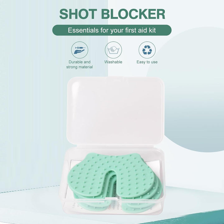 4 Pcs Shot Pain Reducer Green, Shot Blocker Reduce Fear of Injections, Shot Helper Pain Relief for Adults and Children, Immunization Shot Assist Blocks