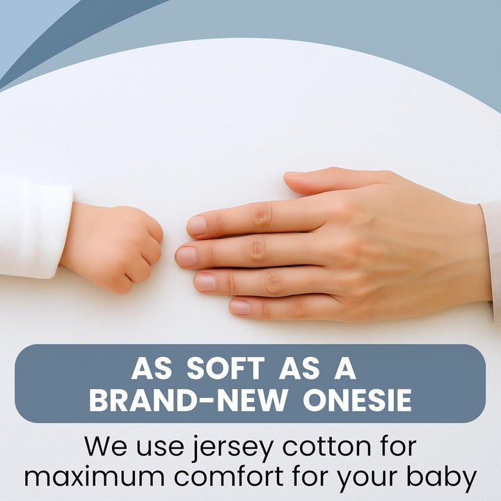 Toddler Bed Waterproof Fitted Sheet 130 X 80 / 32X52-2In1 Fitted Sheet Mattress Protector Made of 100% Jersey Oeko-Tex + PU for Junior Cot Bed - Soft & Silent - White