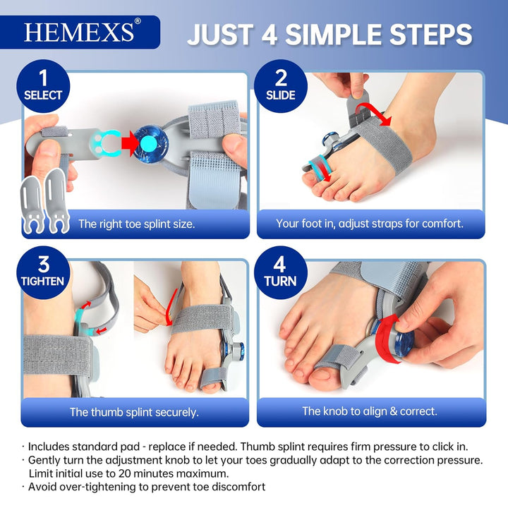 Bunion Corrector Big Toe Straightener for Women & Men – Adjustable Splint for Hallux Valgus, Bunion Relief & Pain Alignment – Day & Night Wear (Left/Right Foot)