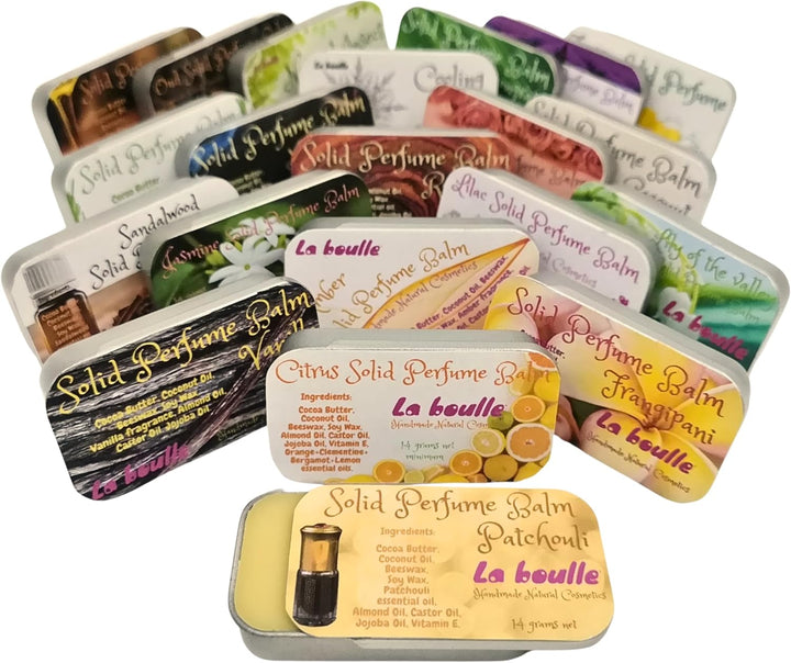 Cooling Solid Natural Perfume Balm. for Sensitive Skin. Handmade in UK.