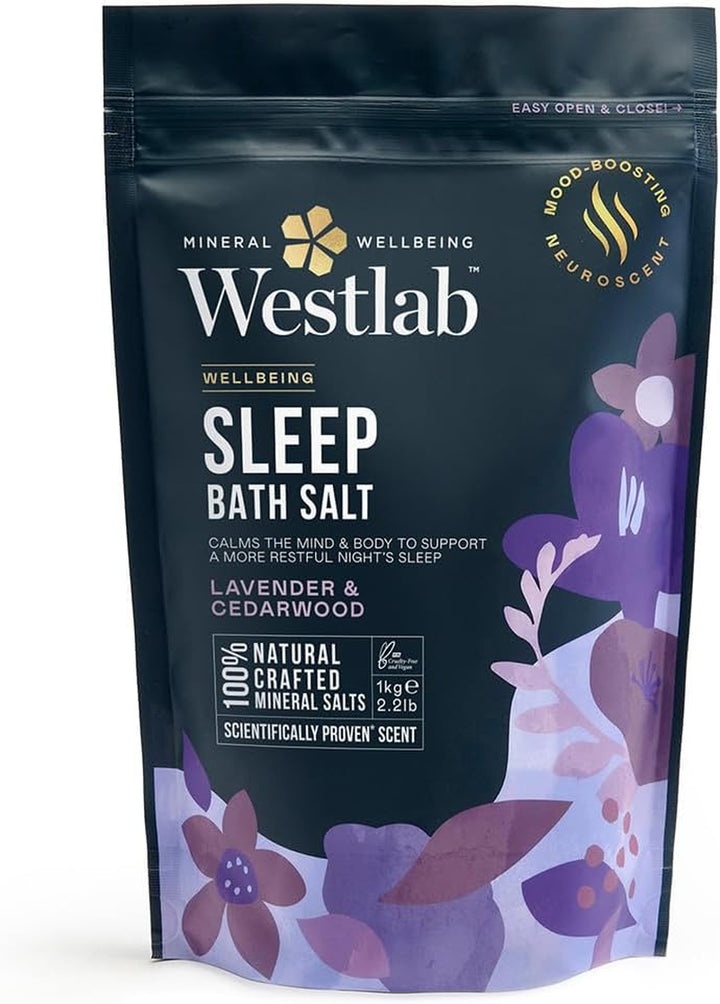 Magnesium Deep Sleep Bath Salts 1Kg - Help Calm Mind & Body. 100% Natural Organic Lavender & Cedarwood.