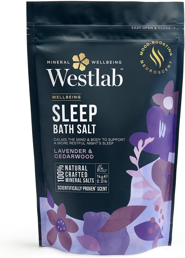 Magnesium Deep Sleep Bath Salts 1Kg - Help Calm Mind & Body. 100% Natural Organic Lavender & Cedarwood.