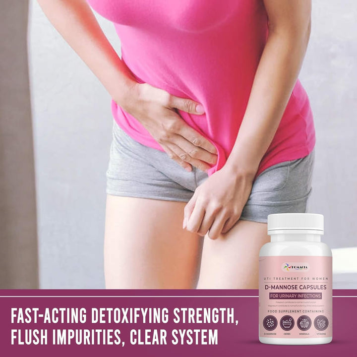 D-Mannose Capsules | Support Bladder Control & Urinary Tract Infection | D Mannose Cystitis Treatment for Women | High Strength 1500 Mg