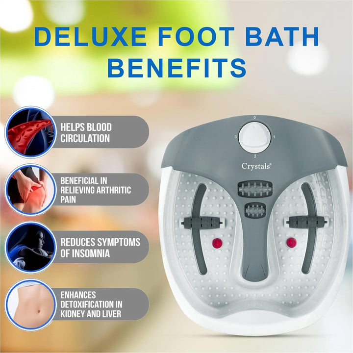 Foot Spa and Massager Pedicure Bath with Electric Temperature Controller Heater, Bubbles, Soothing Vibration Massage Rollers, Infrared Lights for Tired Feet Therapeutic, 80 Watt