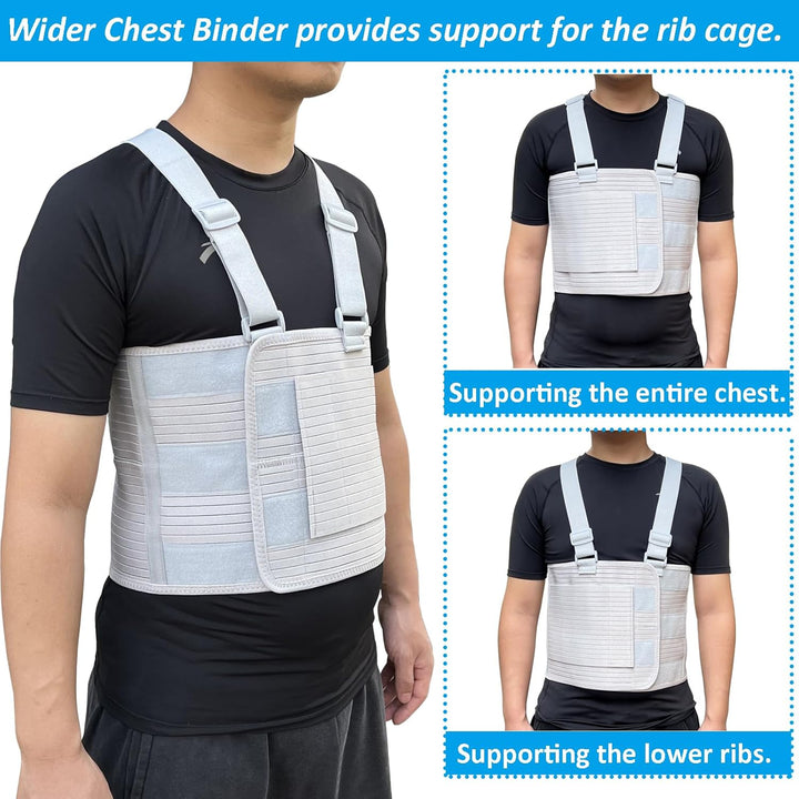 Rib Injury Chest Binder Brace for Cracked Ribs - Elastic Rib Support Belt for Men and Women - Chest Compression Wrap for Bruised, Fractured or Dislocated Ribs Protection (X-Large ( Fits 49” - 59” ))