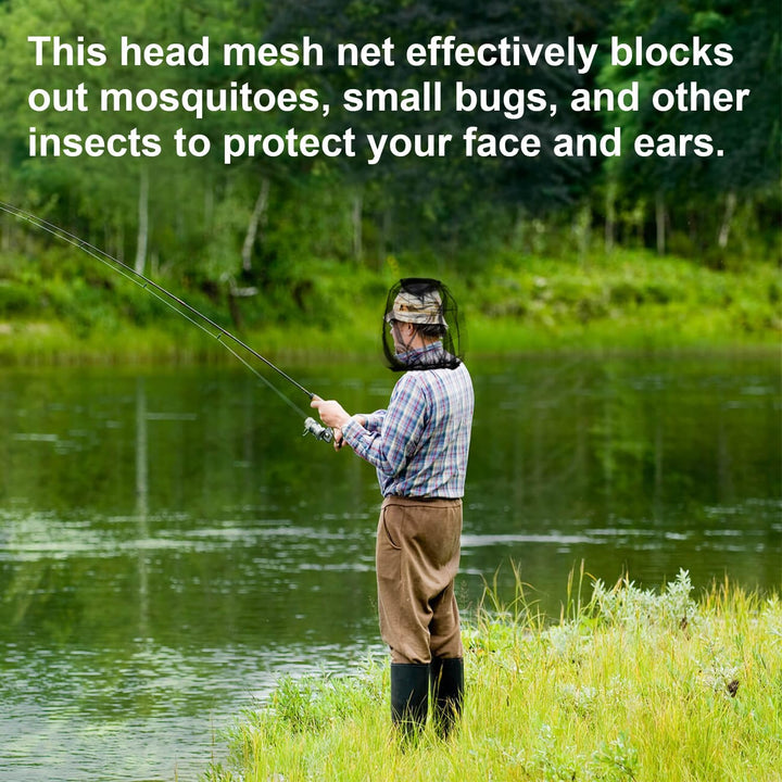 2Pcs Midge Head Net Mosquito Head Protecting Net Face Mesh for Mosquitoes Bugs Fly Insects Gnats Midges Encrypted Fine Mesh Insect Netting Cover for Outdoor Fishing Camping Hiking Climbing Walking