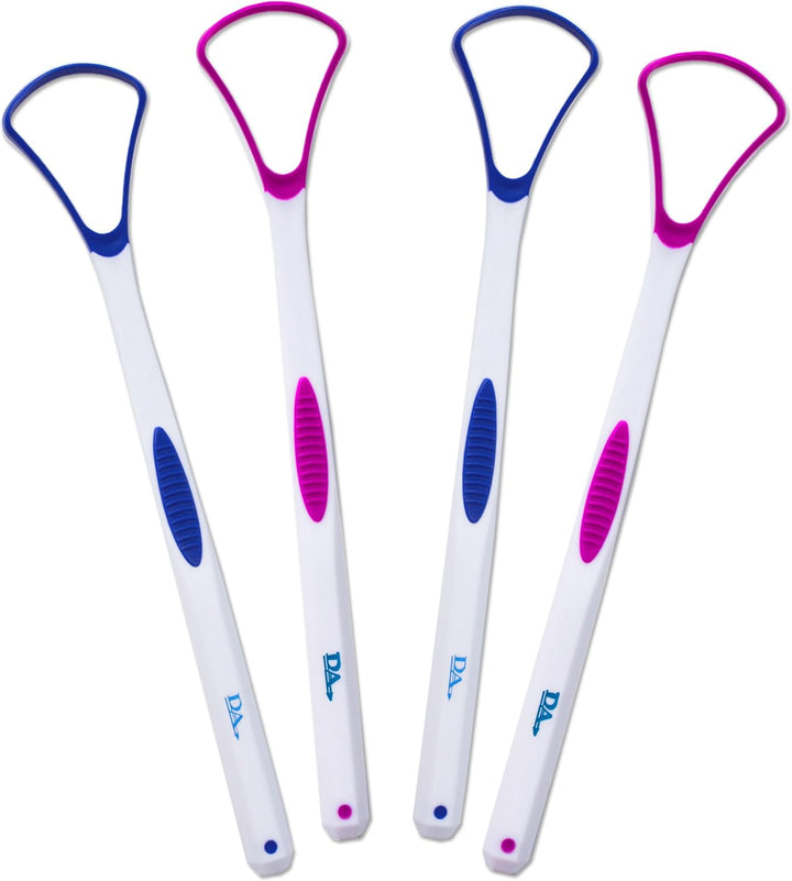 4 Tongue Scraper Cleaner ~ Soft & Gentle Silicone Head (1 of Each Colour)