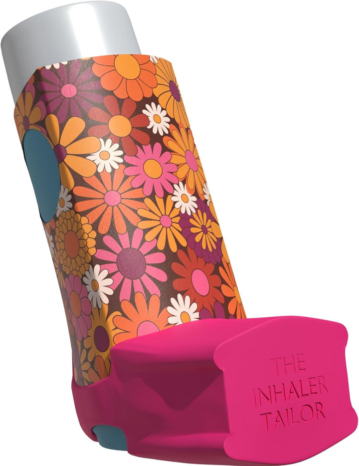 Flora Collection of Inhaler Cases – for Ventolin and Shorter Style Inhalers – Vegan Leather Case for Kids and Adults – Handmade in England (Sunflowers, Ventolin Style)