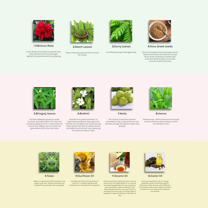 Ayurvedic Herbal Hair Oil Made with 21 Ayurvedic Herbs, Multipurpose Dandruff, Hair Fall (100Ml) Traditional Herbal Hair Oil for Men and Women | 100% Natural Indian Herbs