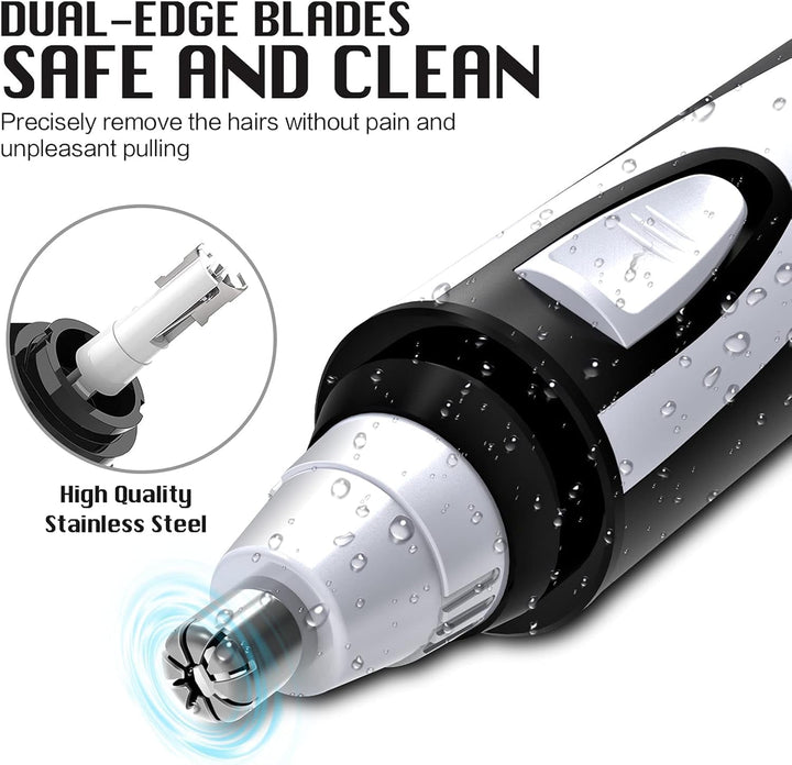 Nose Hair Trimmer for Men and Women, 2025 Professional Painless Ear and Nose Hair Trimmer Clipper, Battery-Operated Facial Hair Removal with IPX7 Waterproof, Dual Edge Blades, Easy to Clean
