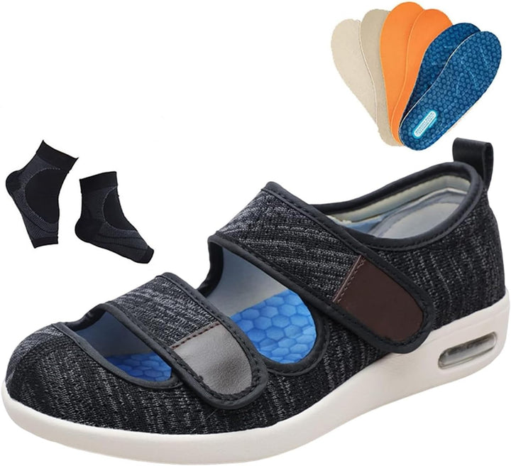 Mens Summer Hollow Mesh Breathable Orthopaedic Adjustable Diabetic Edema Shoes, Comfy Extra Wide Fit Surgery Arthritis Edema Recovery Shoe