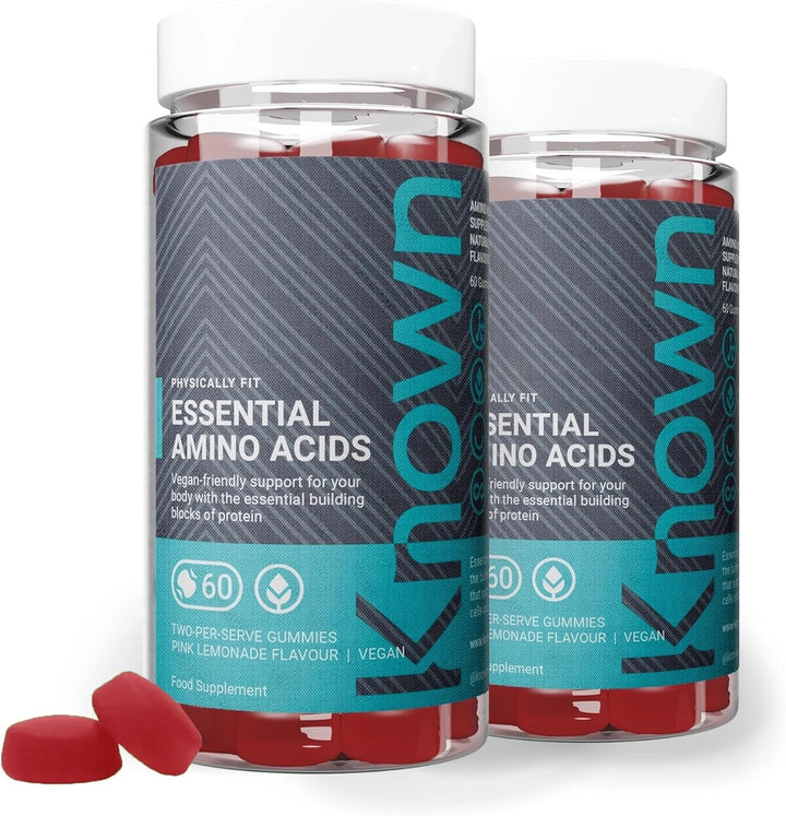 Essential Amino Acids Gummies – Pink Lemonade Flavour – Vegan Gummy Supplement with 200Mg Amino Acids – Muscle Health & Recovery – 1 Month Supply – for Men & Women