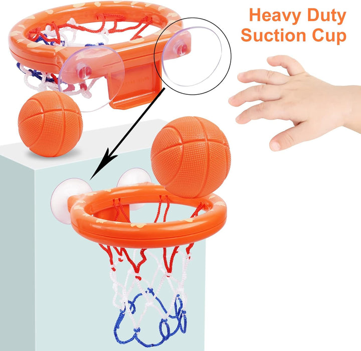 Baby Bath Toys, Bath Basketball Hoop for Baby, Bath Toys Fun Basketball Hoop & Balls Set 5 Balls Included, Bathes Toy Bathtub Basketballs Hoop with Strong Suction Cup, Fun Toddler Bathes Toy
