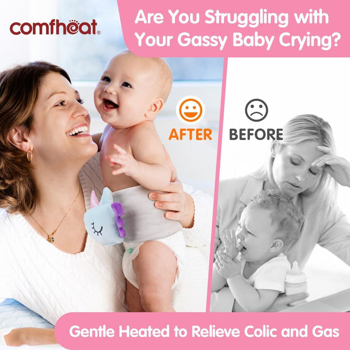 Colic Relief for Babies Belt, Flaxseed Heated Tummy Wrap, Baby Belly Wrap Swaddling Belt with Soothing Warmth, Natural Relief for Upset Stomach in Babies and Toddlers, 0-3 Years (Unicorn)