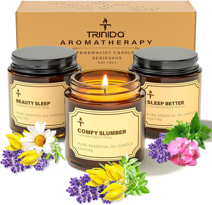 Candles Gifts for Women, 3 Pack 3.5 Oz Scented Candles Set for Positive Energy & Detox & Deep Sleep, Natural Soy Wax Candle Set Long Burning for 90-105 Hrs, Aromatherapy Candle Gift Set