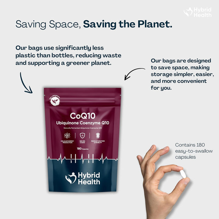 Ubiquinone Coenzyme Q10 300 MG Supplement | 180 Vegan Coq10 Capsules | Super Strength Vegan Friendly Naturally Fermented Coq10 Supplement | Non-Gmo | 6 Months Supply