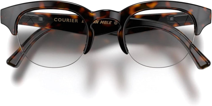 ® Courier Fashion Glasses | Zero’S with Clear Lenses | Modern Vintage Browline Frames | Men’S Women’S Unisex | Spring Hinges