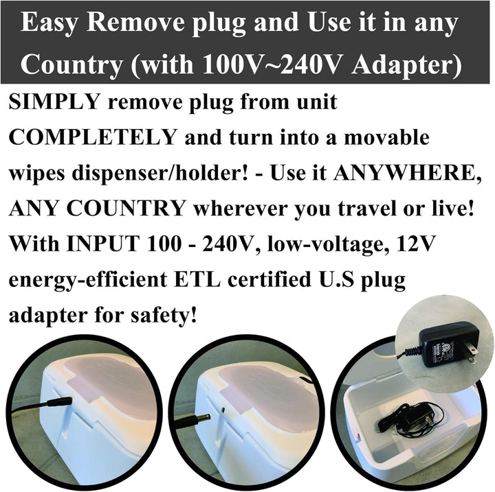 Baby Wet Wipes Warmer, Dispenser, Holder and Case - with Easy Press On/Off Switch, Only Available at Amazon